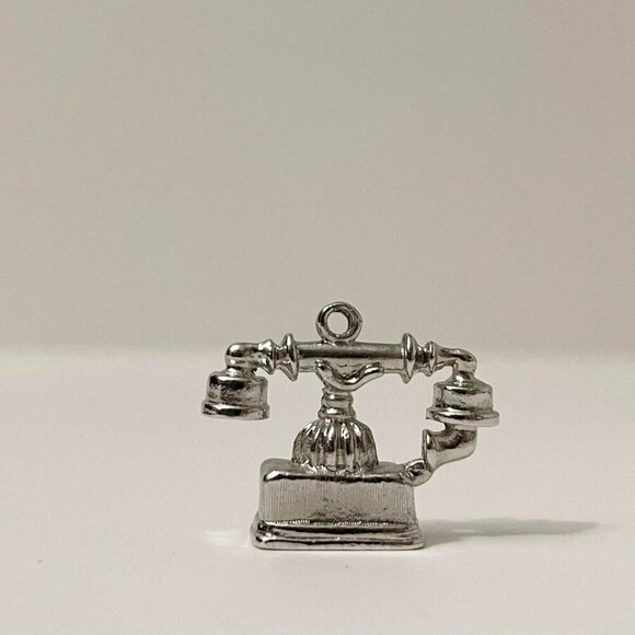 Vintage Avon Telephone Pendant Charm Metal Small No Loop - Picture 3 of 13
